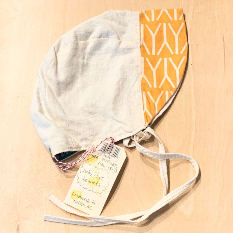 Reversible Organic Baby BONNETS Size 9-18 months by jennchic designs
