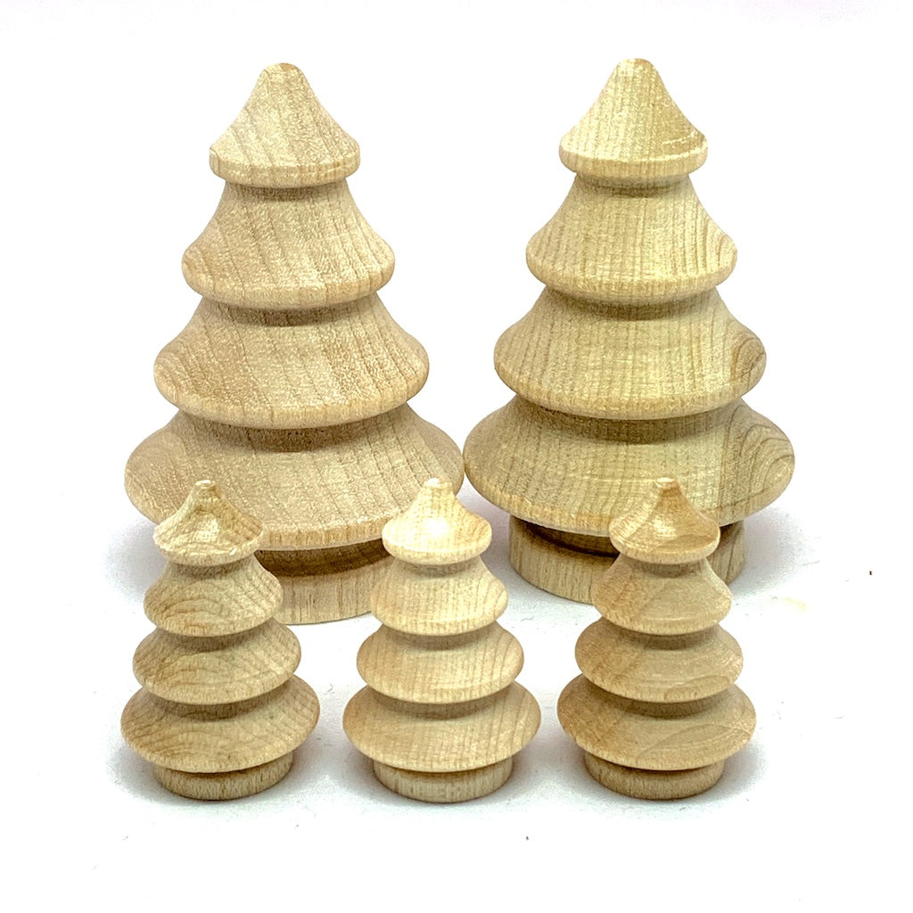 Small Wooden PINE TREES Set of 3