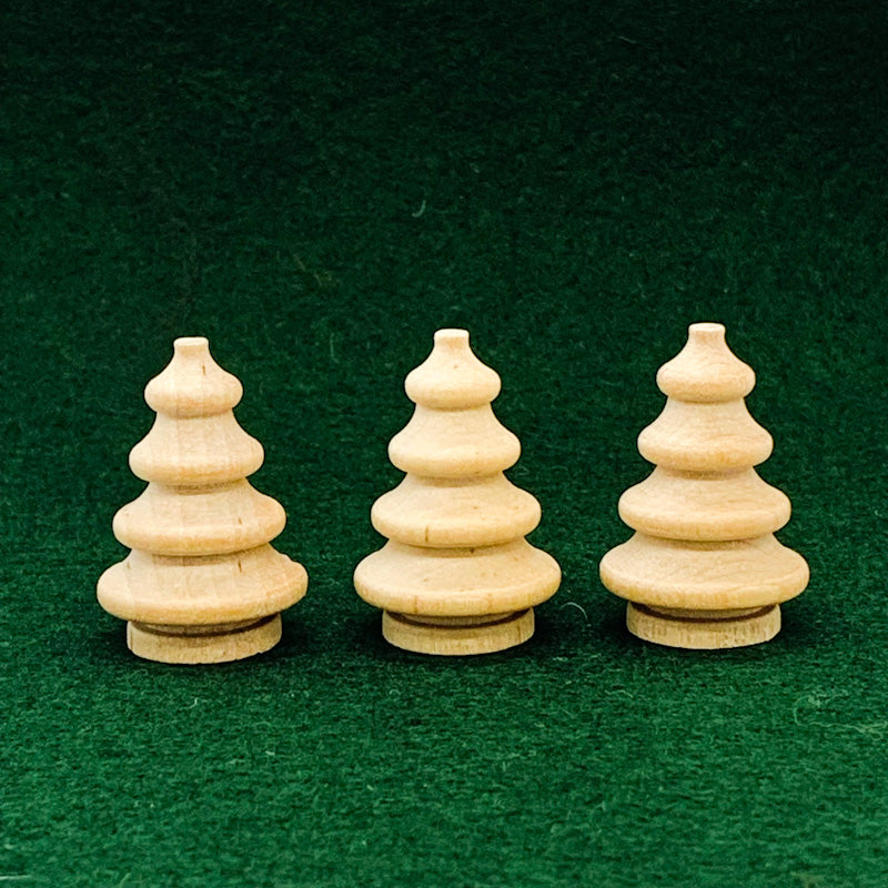 Small Wooden PINE TREES Set of 3