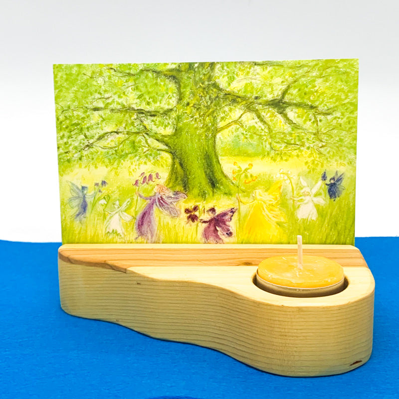 Handmade Wooden PHOTO & POSTCARD Holder with Beeswax Tealight