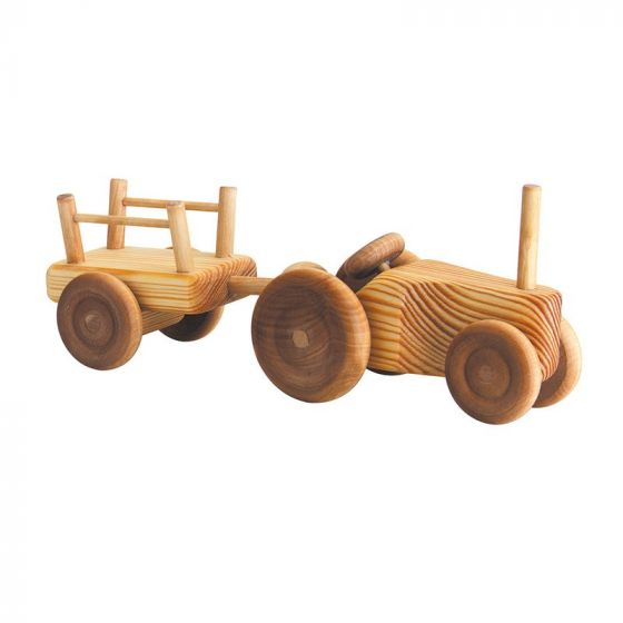 Debresk Wooden Toy SMALL TRACTOR + TRAILER