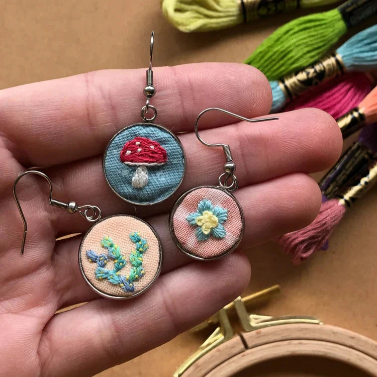 Embroidered Earrings Beginner Embroidery Kit