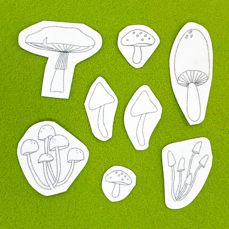 MUSHROOMS Peel, Stick + Stitch Embroidery Pattern